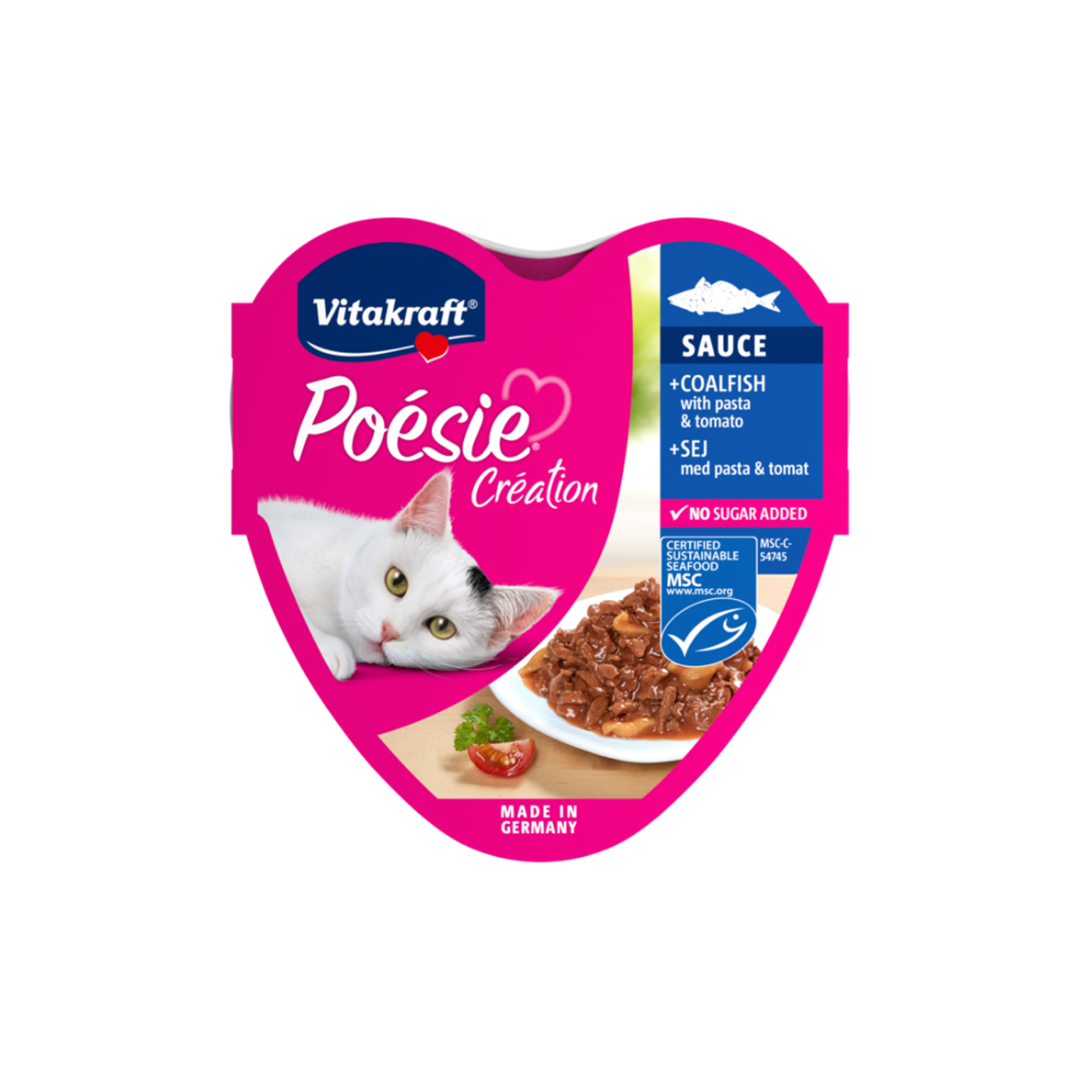 Vitakraft Poésie – Coalfish with Pasta & Tomato in Sauce (85g)