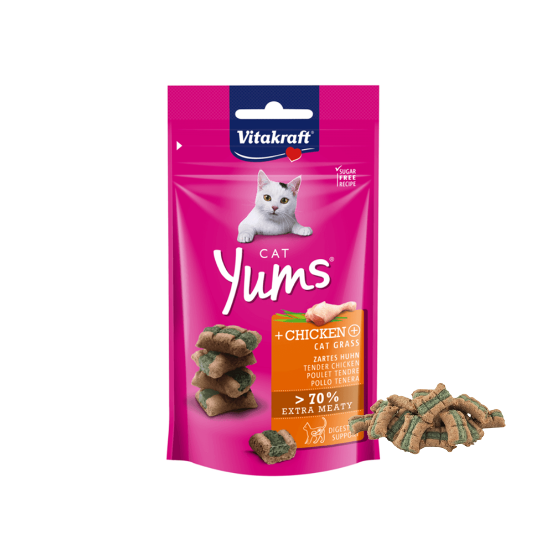 Vitakraft Cat Yums – Chicken & Cat Grass (40g)